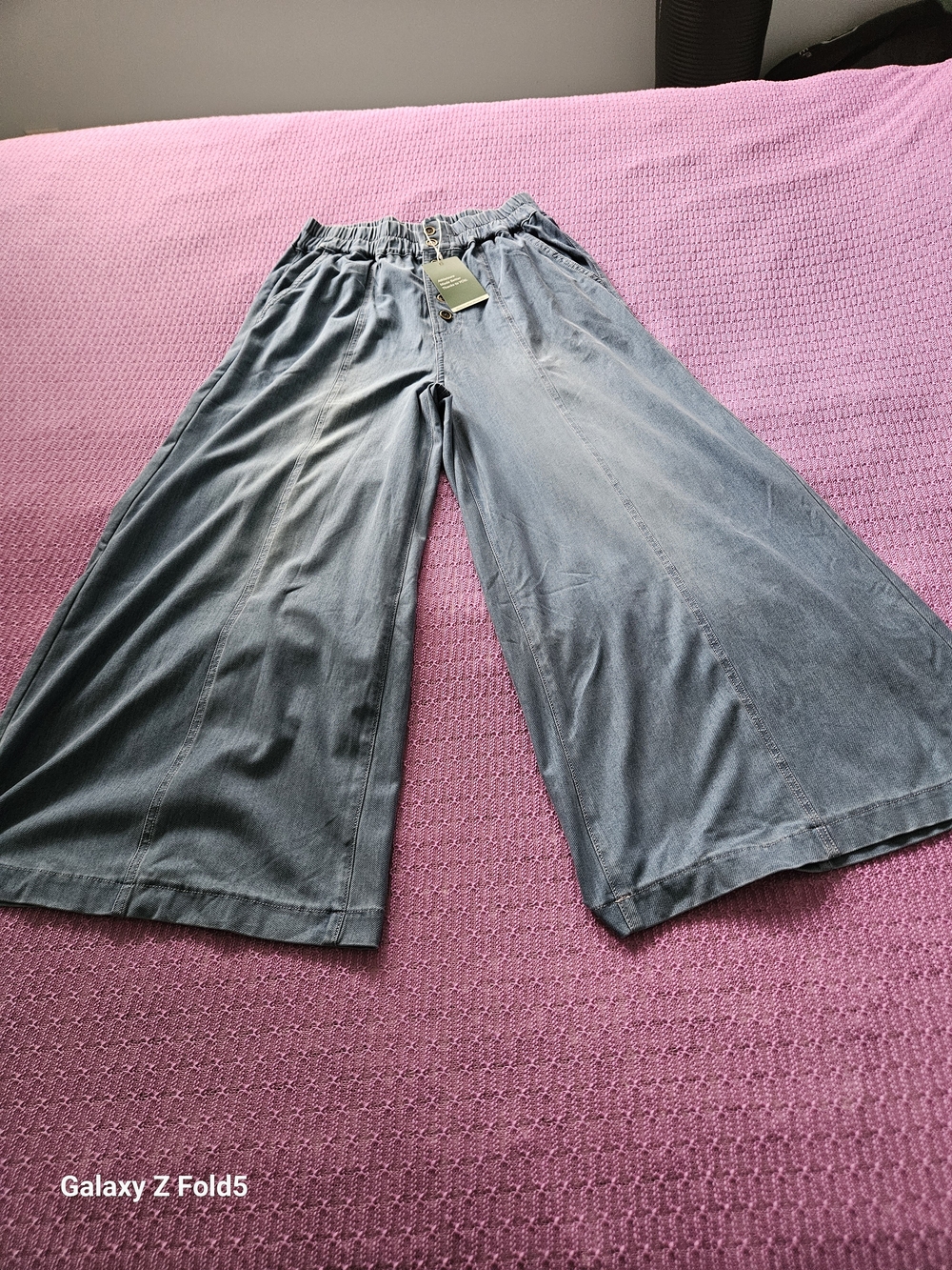 HALARA Light Blue Wide-Leg Button-Front Denim Pants - Picture 2 of 9